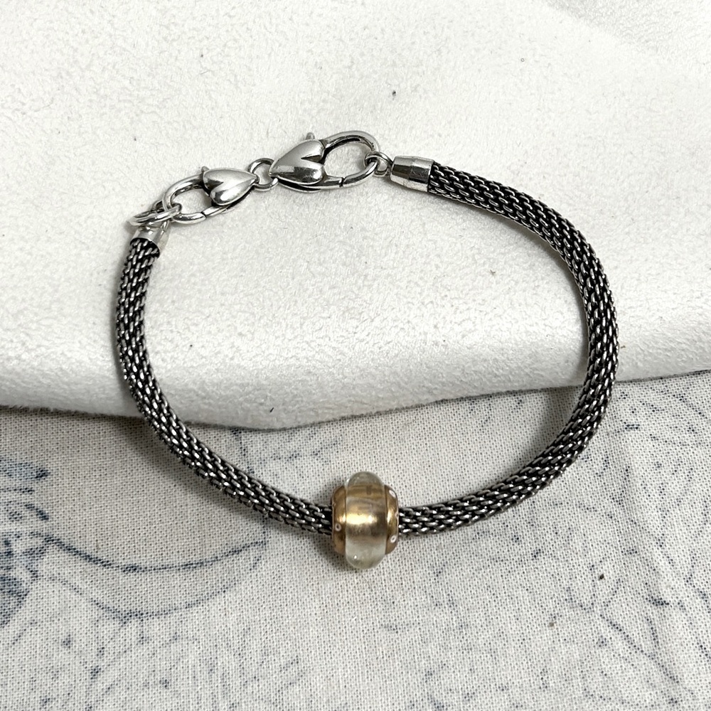 Brighton Beverly Glam Charm Bracelet with Gold Plated Spacer Bead Silver Plated